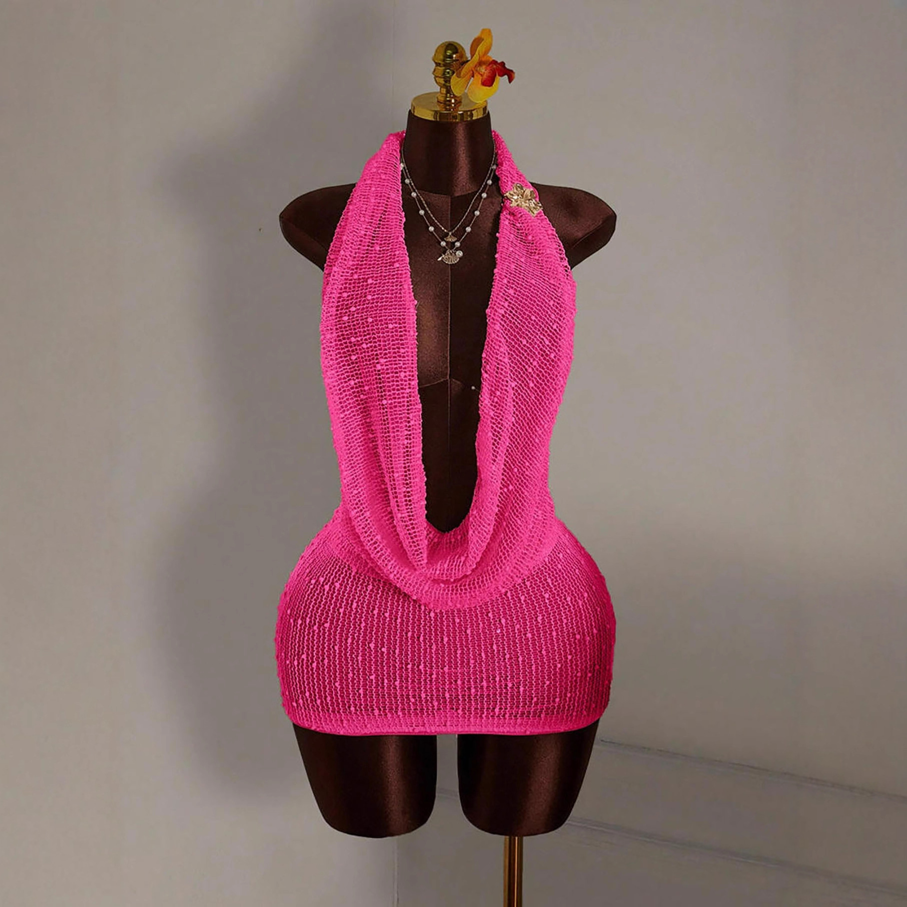 Summer Clothing Drawing - Knitted Bodycon Mini Dress Women's Clothing