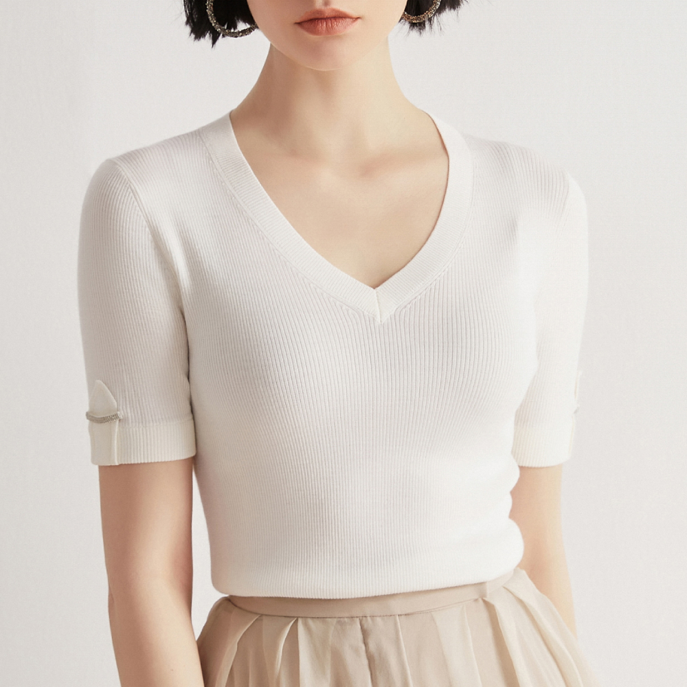Summer Clothing Yarn - BC-52 V neck Merino Woolen Clothing
