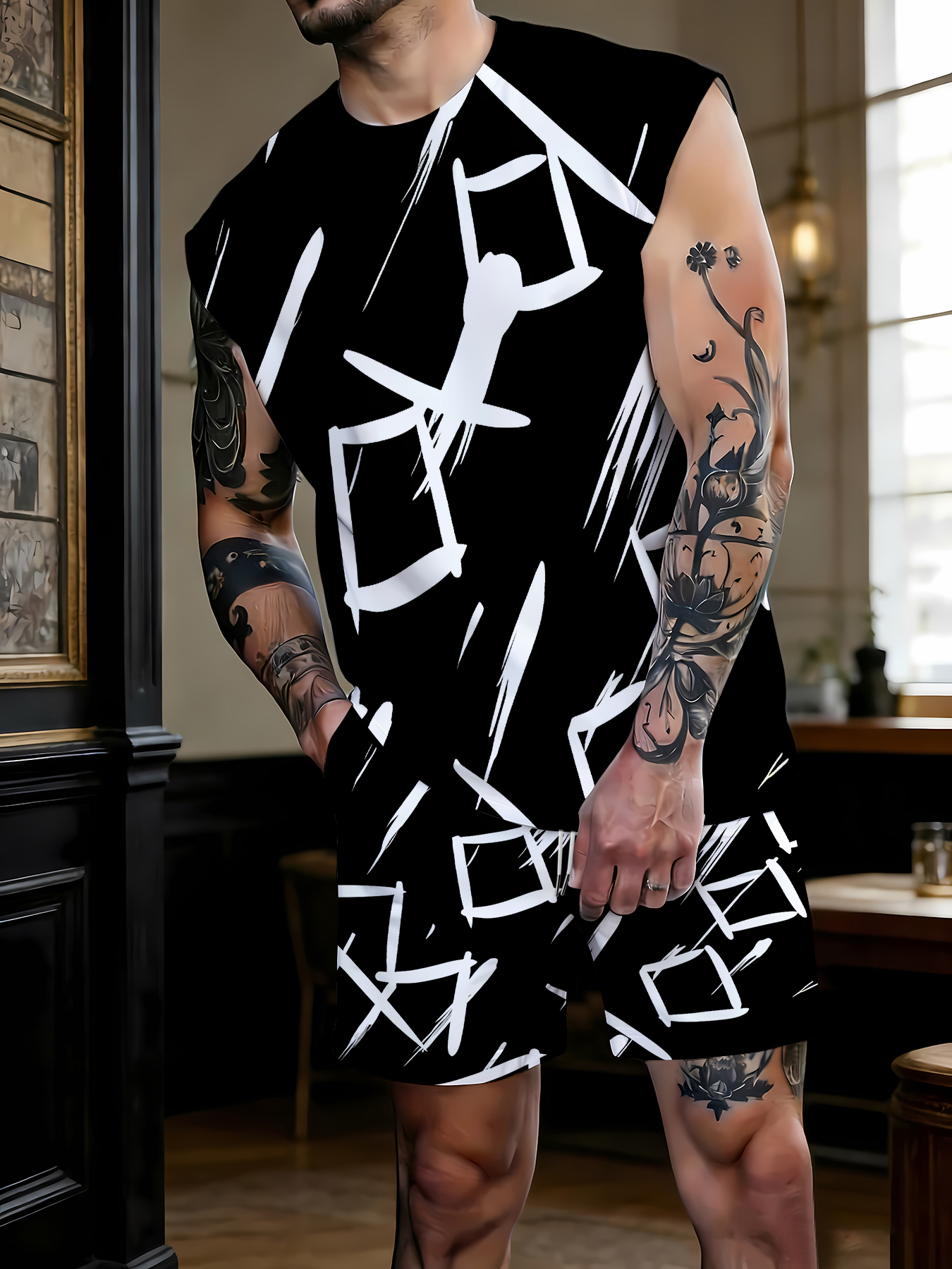Summer Clothing Wear - Men's Compression Tank Top and Shorts