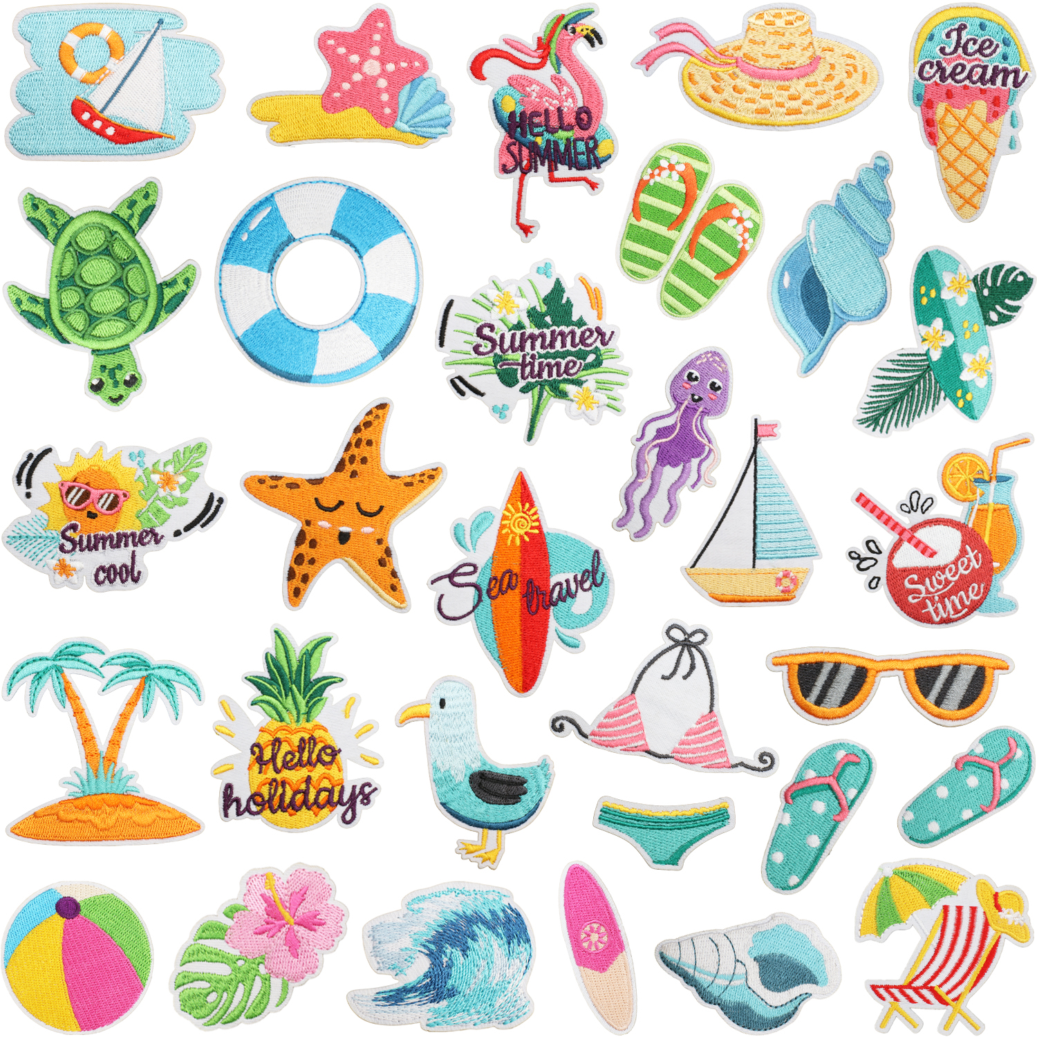 Summer Time Sea 10 Pcs Embroid - Summer Clothing Pictures 리뷰 및 가격