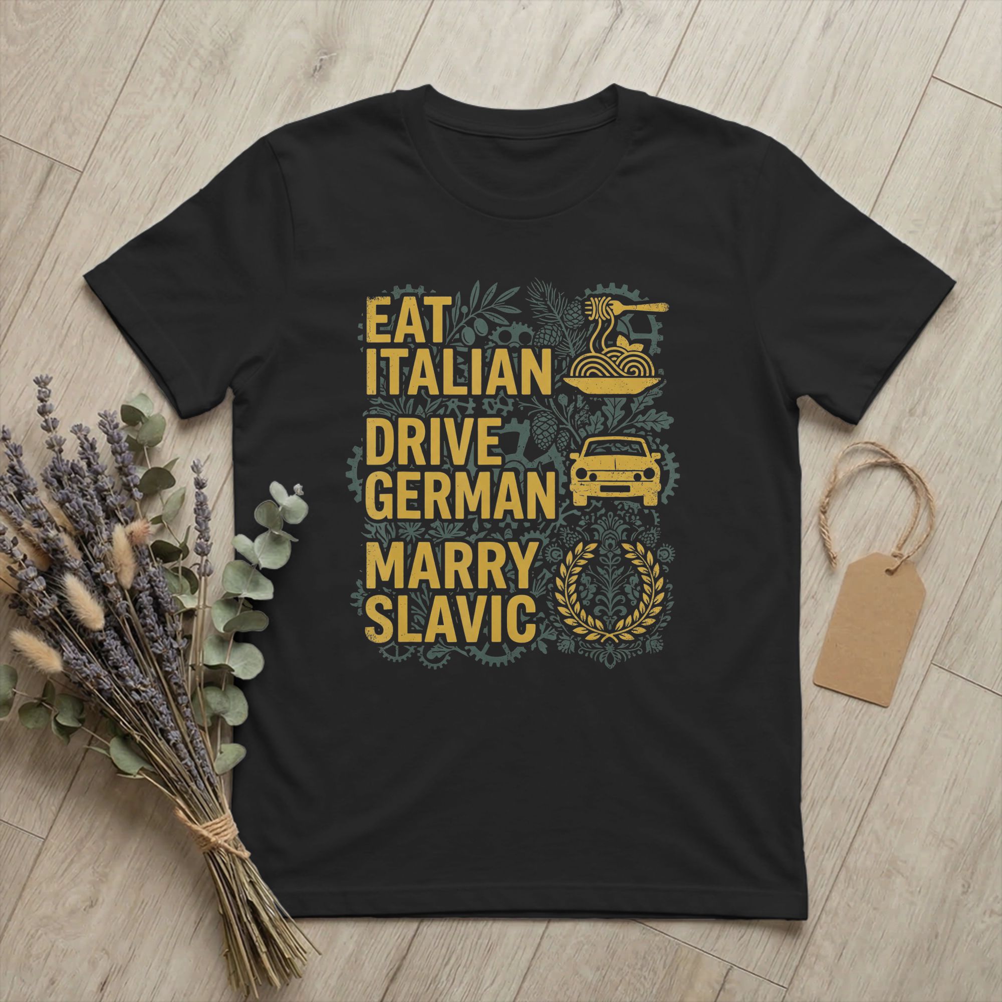 Men T-Shirt Eat Italian Drive  - Summer Clothing Quotes 리뷰 및 가격