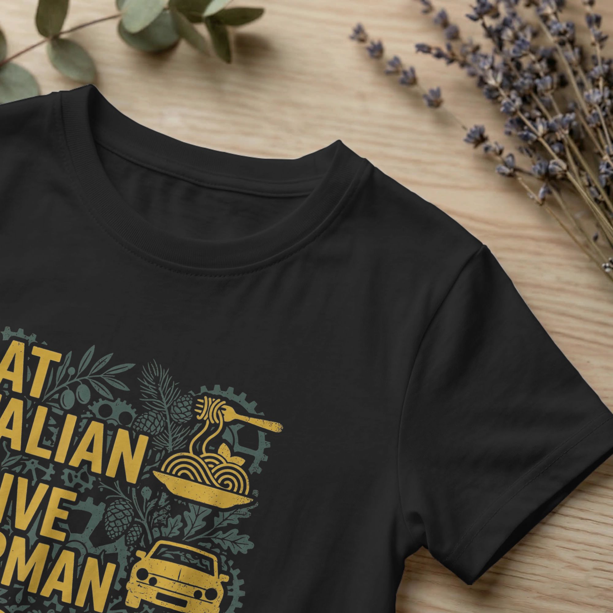 Men T-Shirt Eat Italian Drive  - Summer Clothing Quotes 리뷰 및 가격