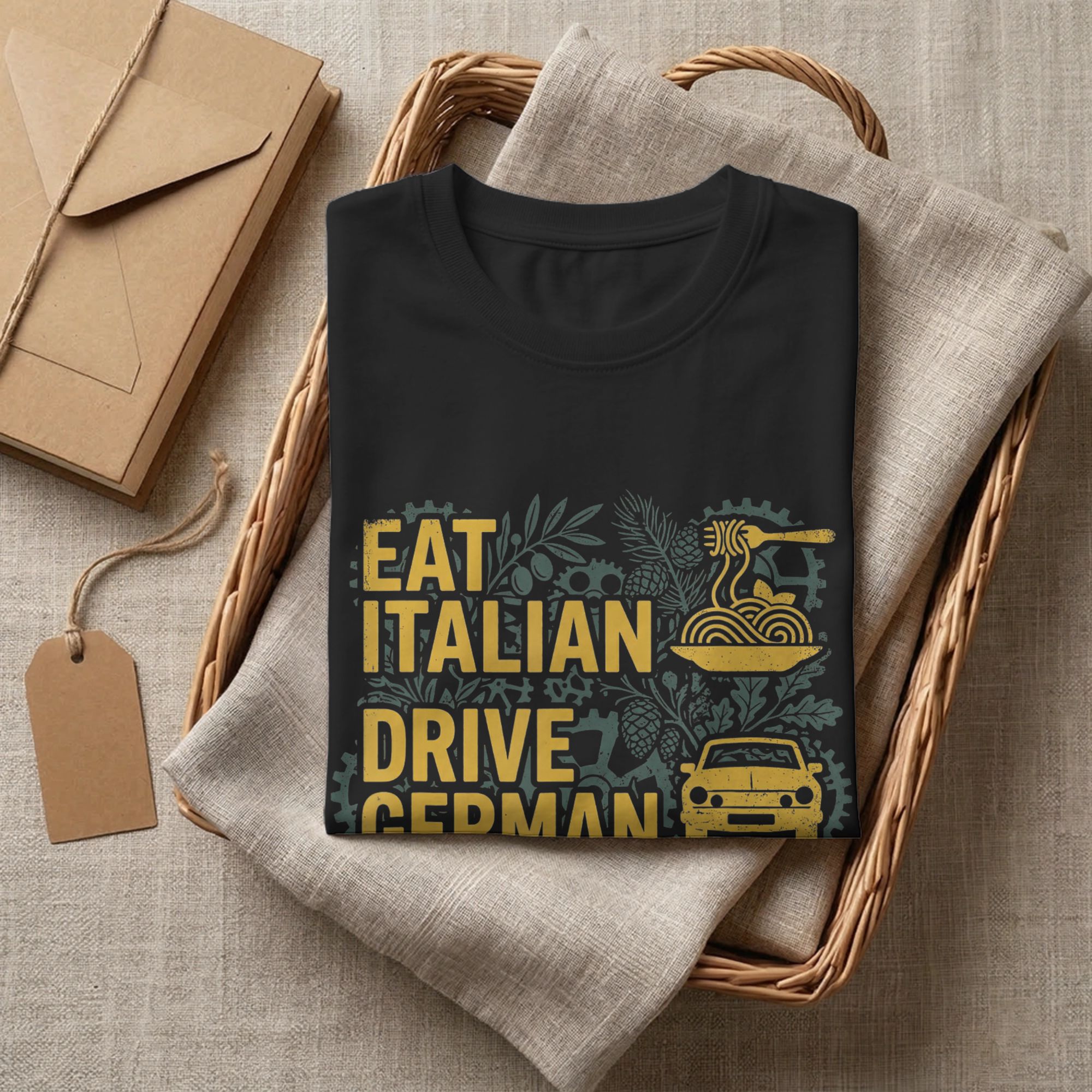Men T-Shirt Eat Italian Drive  - Summer Clothing Quotes 리뷰 및 가격