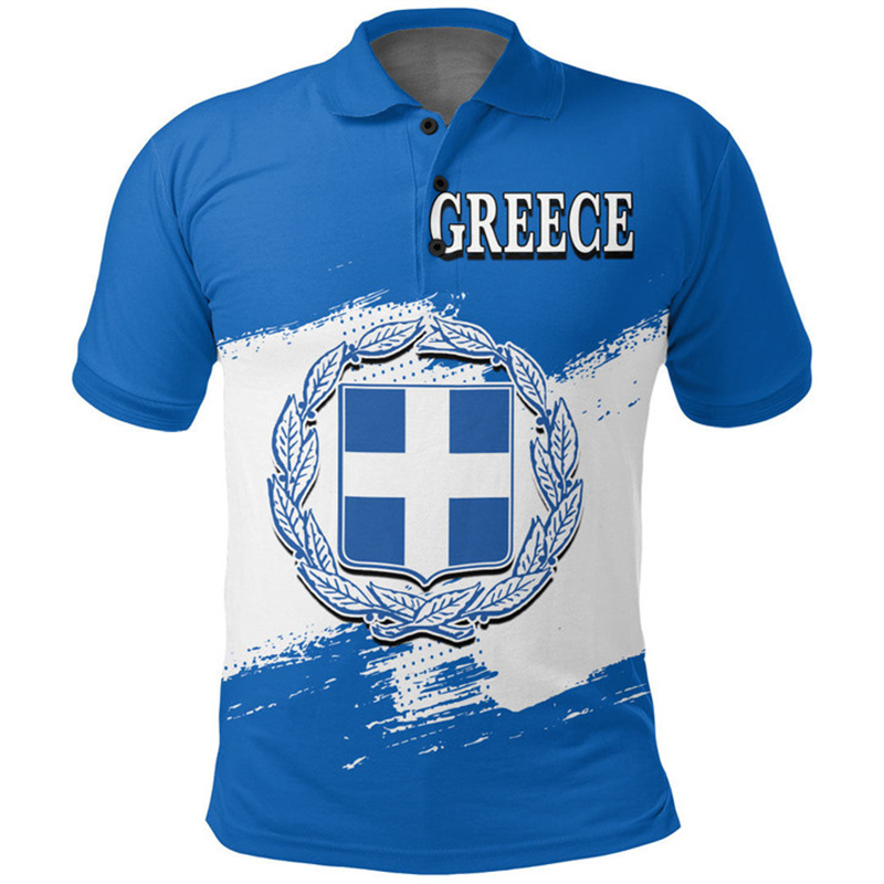 Greece Flag Map 3D Print Polo  - Summer Clothing For Greece 리뷰 및 가격