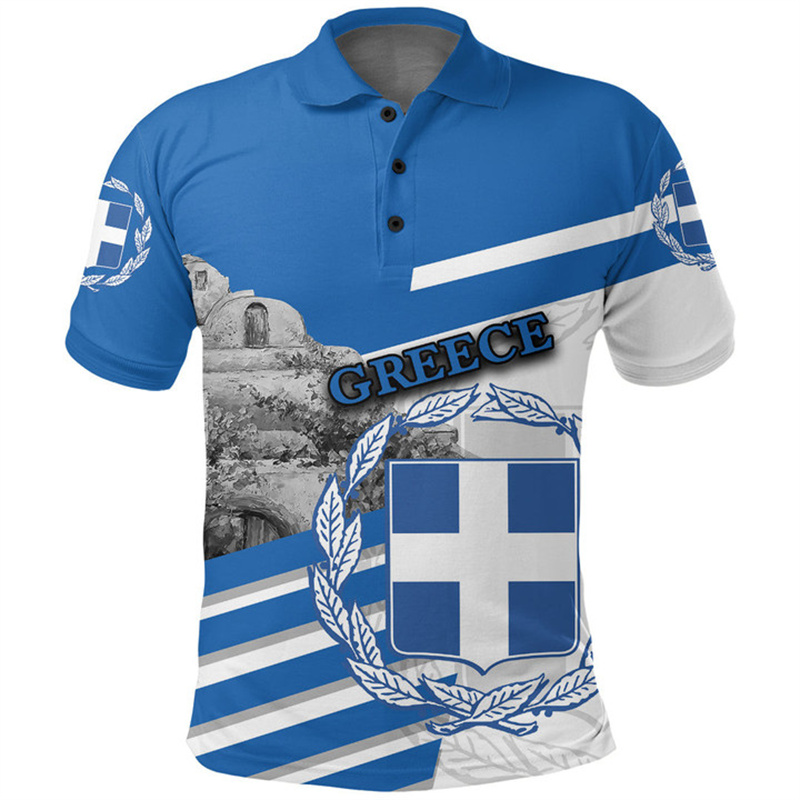 Greece Flag Map 3D Print Polo  - Summer Clothing For Greece 리뷰 및 가격