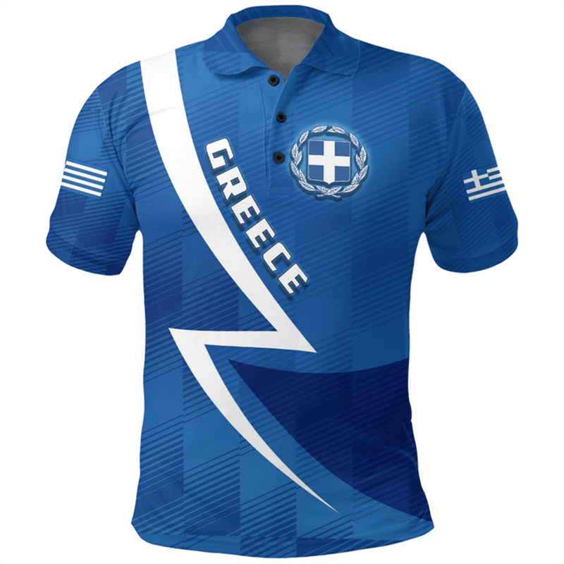 Greece Flag Map 3D Print Polo  - Summer Clothing For Greece 리뷰 및 가격