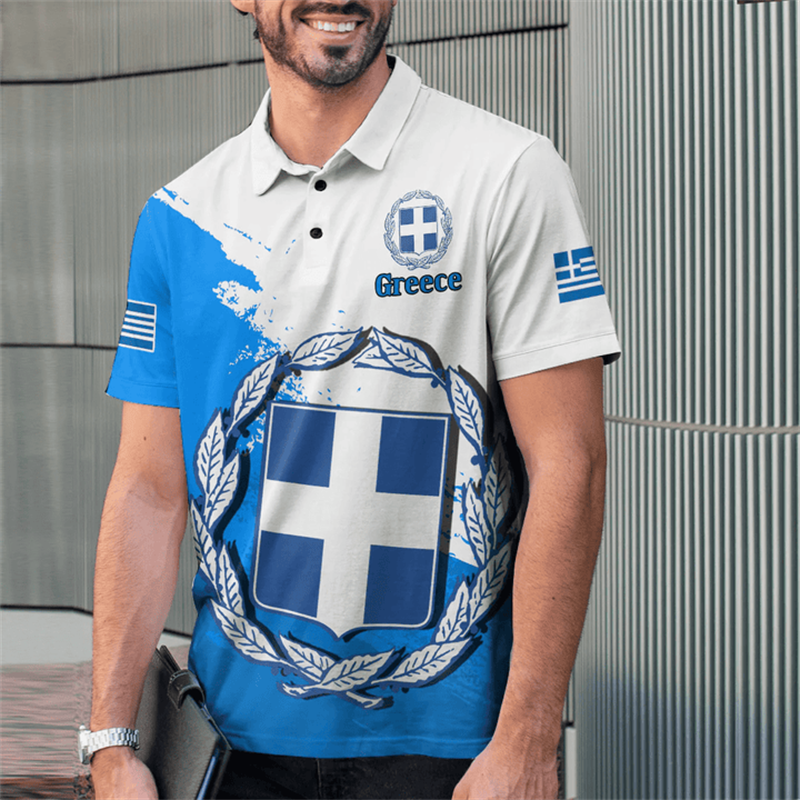 Greece Flag Map 3D Print Polo  - Summer Clothing For Greece 리뷰 및 가격