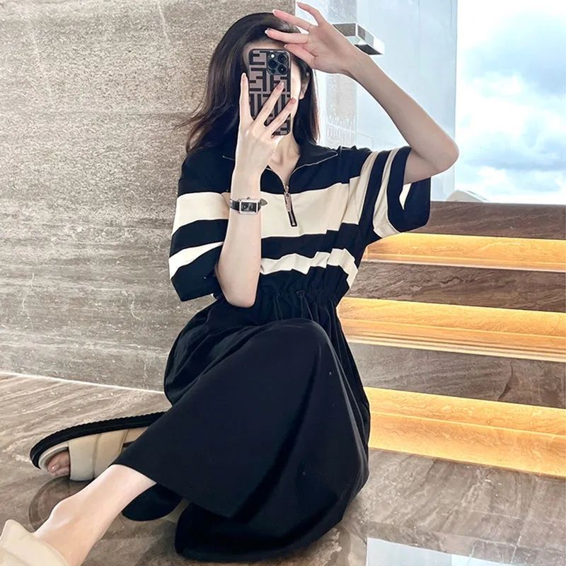 Fashion Lapel Zipper Shirring  - Summer Clothing Young Women 리뷰 및 가격