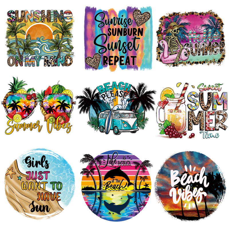 Summer Vibes Iron On Patches H - Summer Clothing Pictures 리뷰 및 가격
