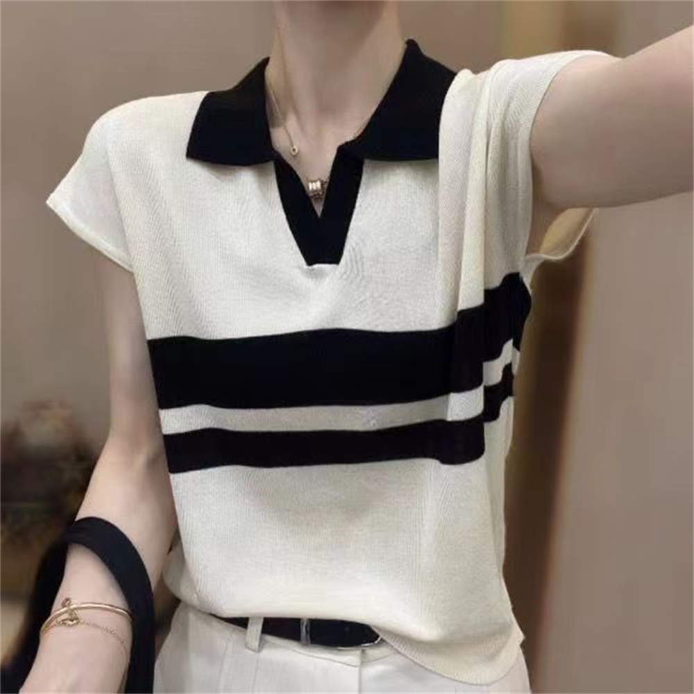 Polo Neck Solid Short Sleeve K - Summer Clothing Yarn 리뷰 및 가격