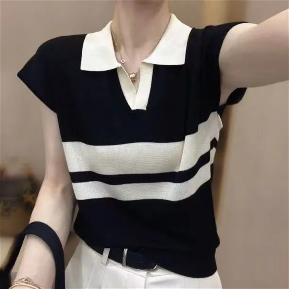 Polo Neck Solid Short Sleeve K - Summer Clothing Yarn 리뷰 및 가격