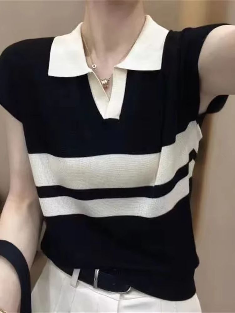 Polo Neck Solid Short Sleeve K - Summer Clothing Yarn 리뷰 및 가격