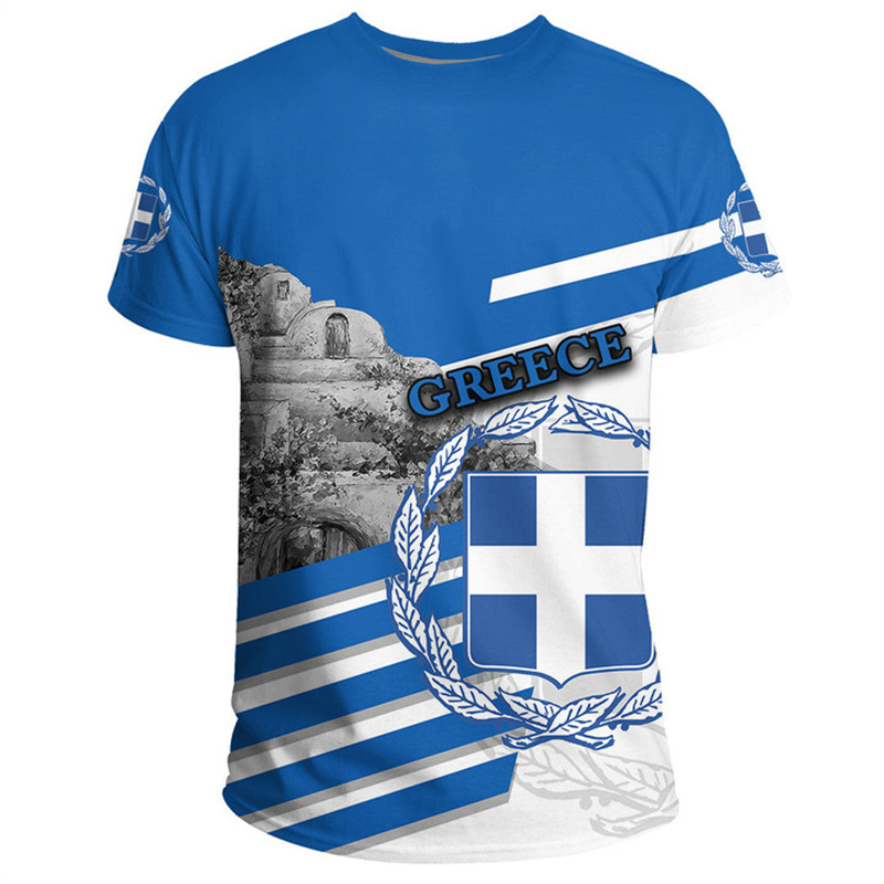 Greece Flag Map 3d Printed T S - Summer Clothing For Greece 리뷰 및 가격