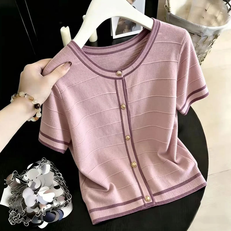 Fashion O-Neck Spliced Knitted - Summer Clothing Yarn 리뷰 및 가격