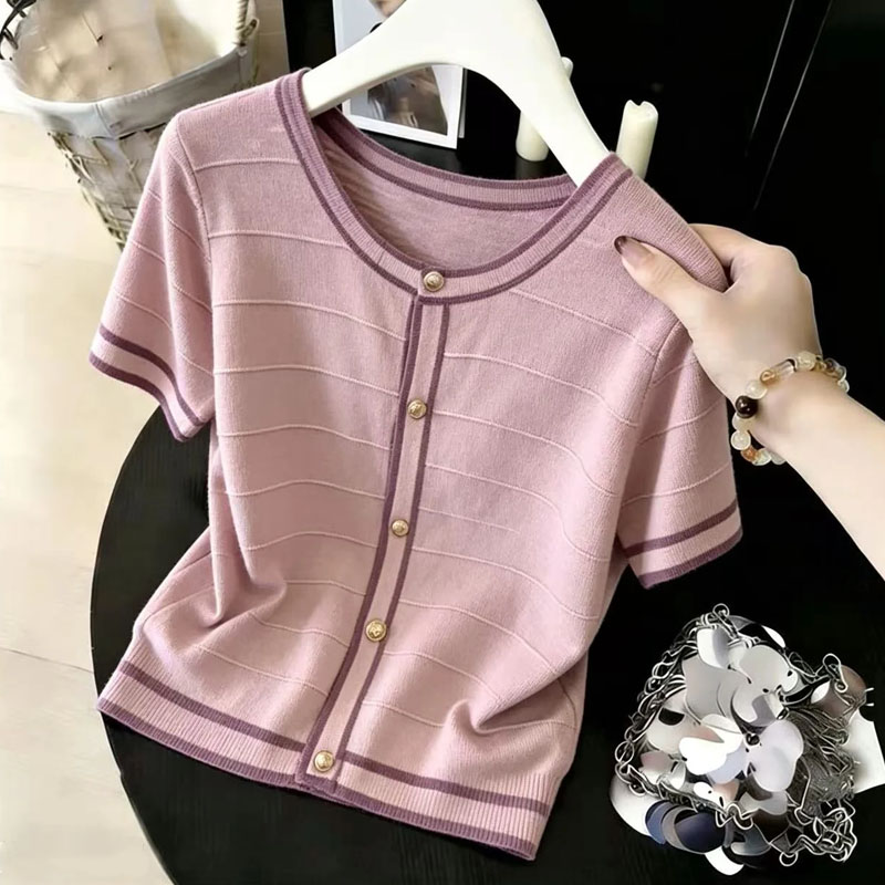 Fashion O-Neck Spliced Knitted - Summer Clothing Yarn 리뷰 및 가격