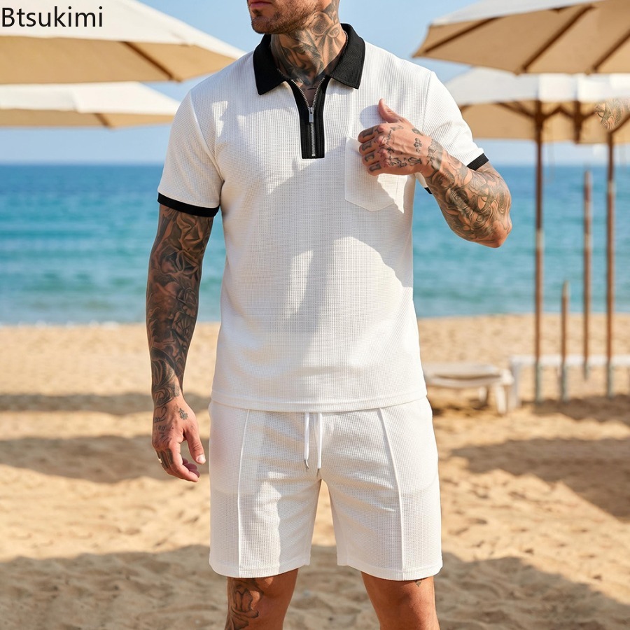 Mens Waffle Collar Polo Short  - Summer Clothing Wear 리뷰 및 가격