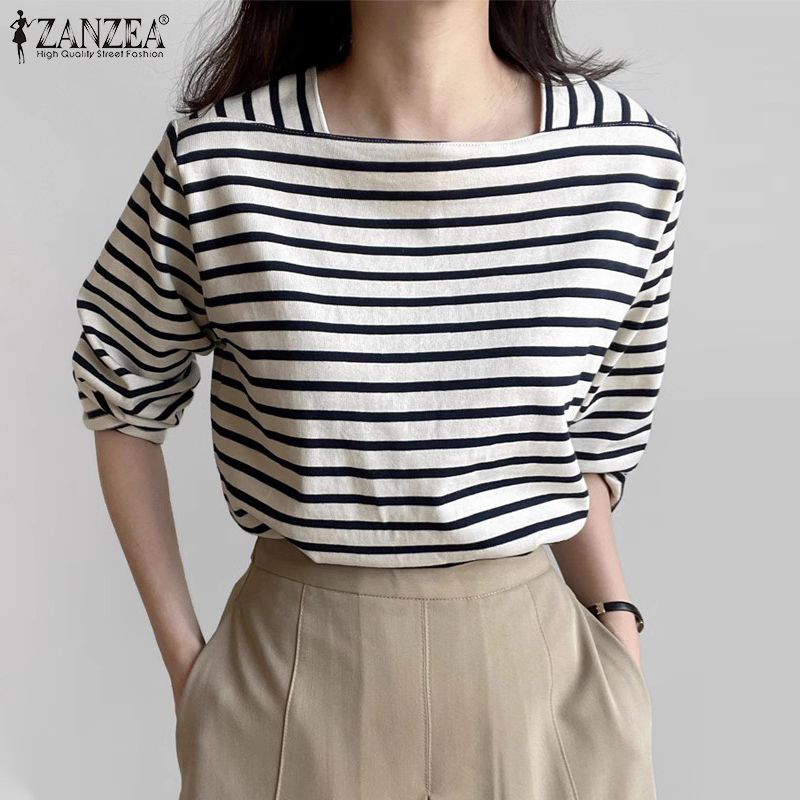 ZANZEA Woman Casual Striped Bl - Summer Clothing Wear 리뷰 및 가격