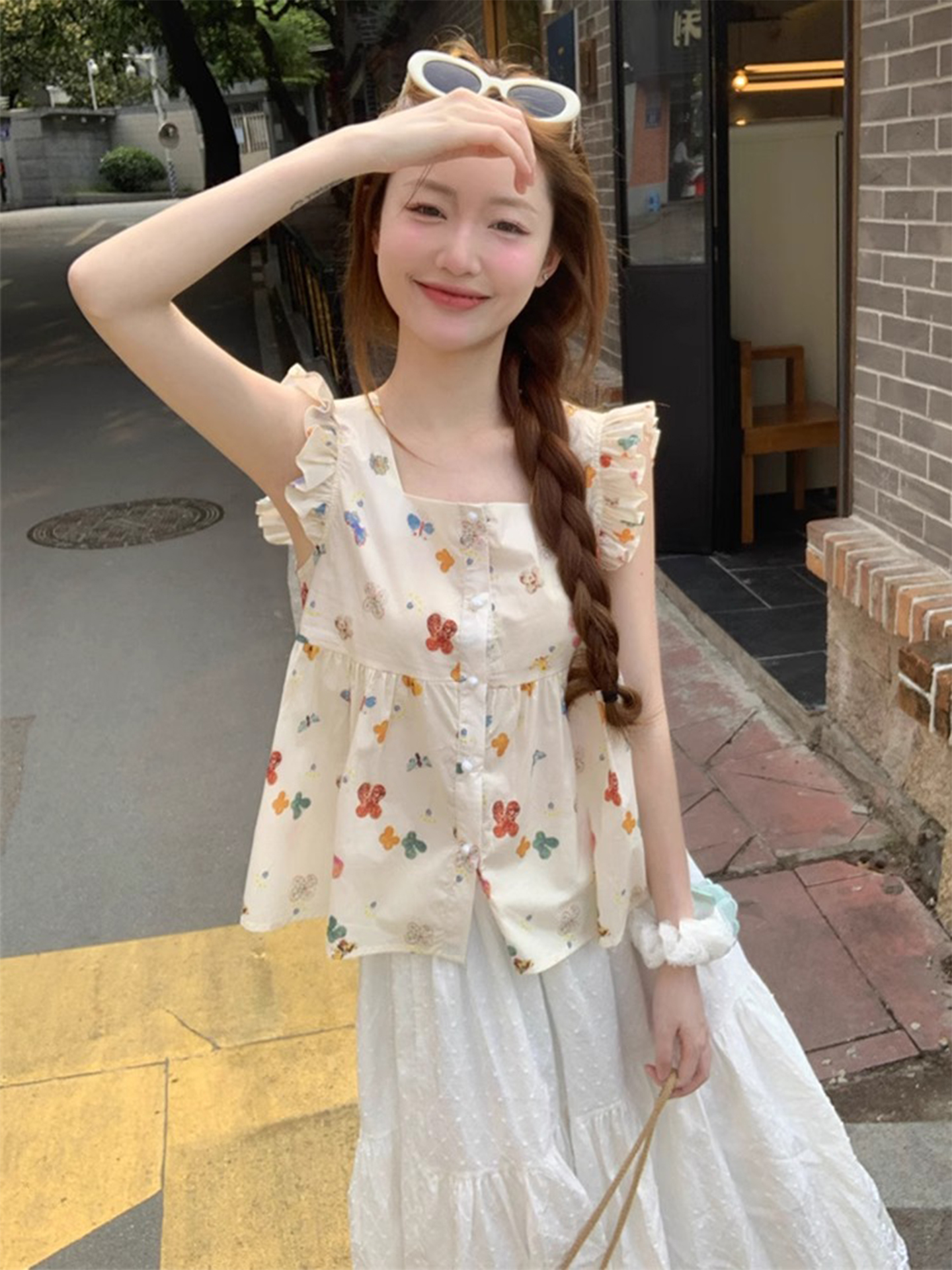 Sweet Style Floral Print Blous - Summer Clothing Young Women 리뷰 및 가격