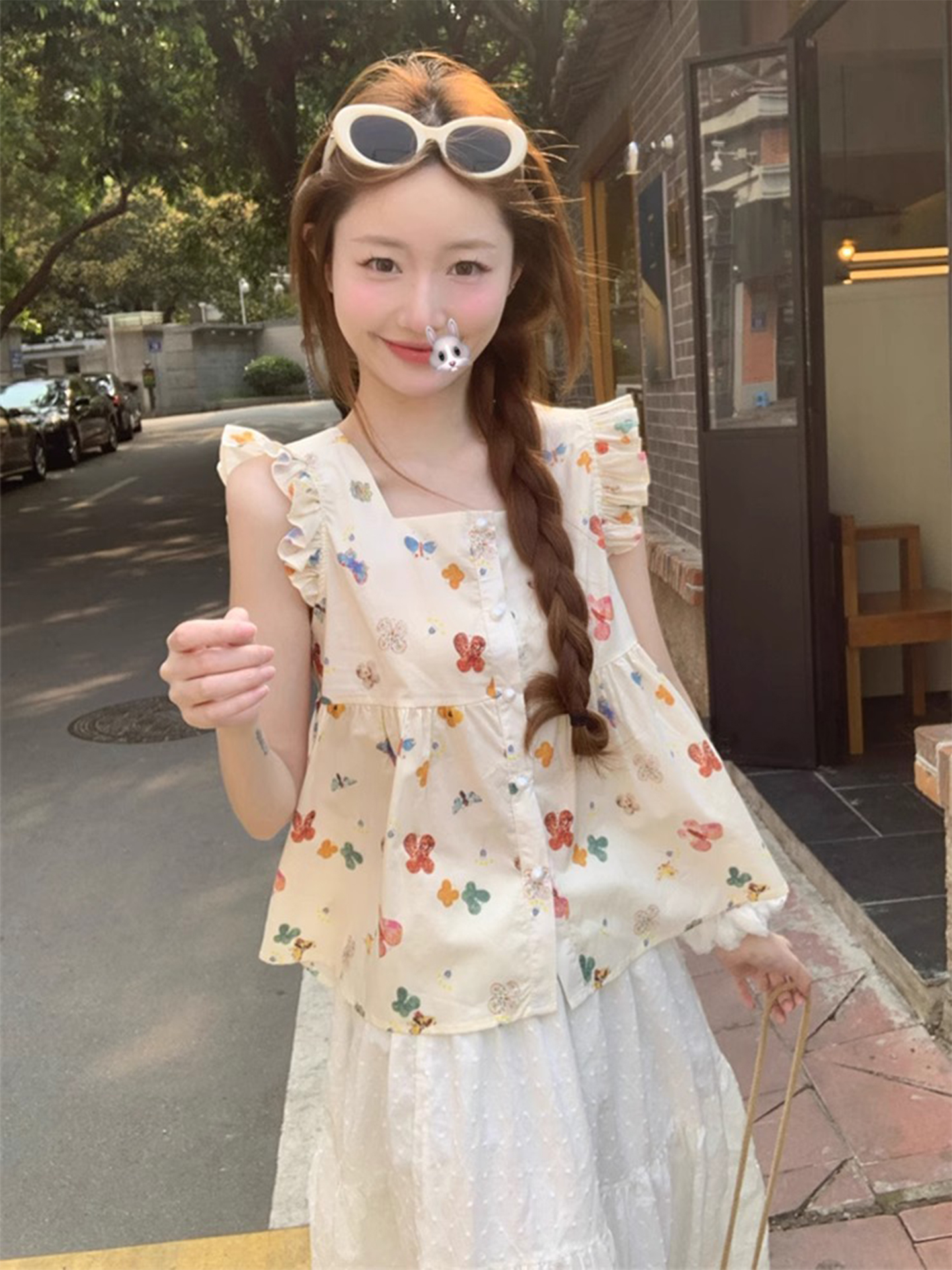 Sweet Style Floral Print Blous - Summer Clothing Young Women 리뷰 및 가격