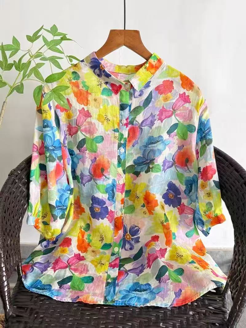 2026 Pure Ramie Print Shirt Wo - Summer Clothing For Japan 리뷰 및 가격
