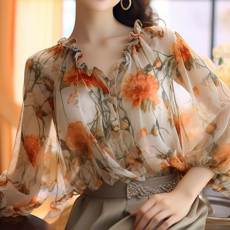 2024 Floral Tops Sweet Ladies  - Summer Clothing Young Women 리뷰 및 가격